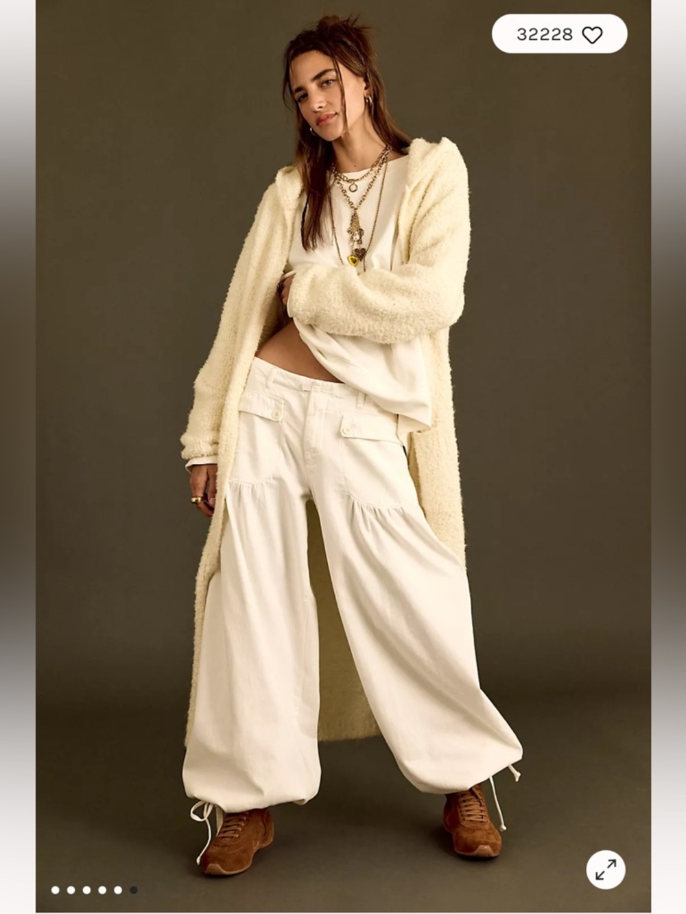 Free People Ivory Wide Leg Cargo Jumpsuit Pants